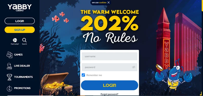 Yabby Casino bonus interface
