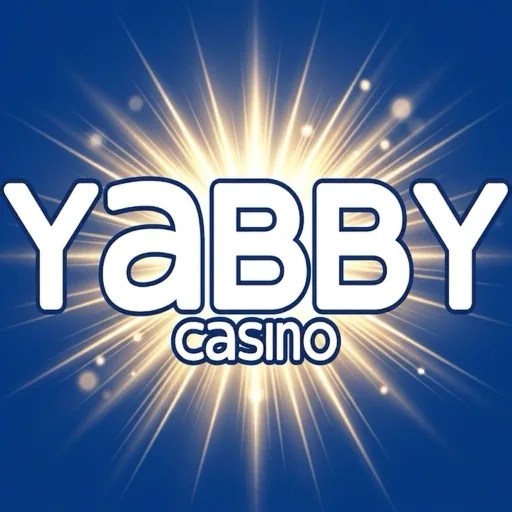 Yabby Casino logo on a blue starburst